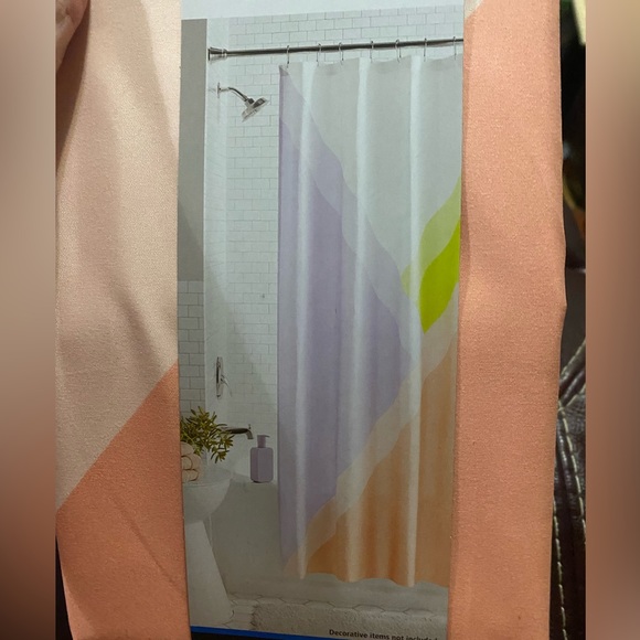 Fabric shower curtain, NWT,pastel like colors, unique pattern,original packaging - Picture 2 of 8